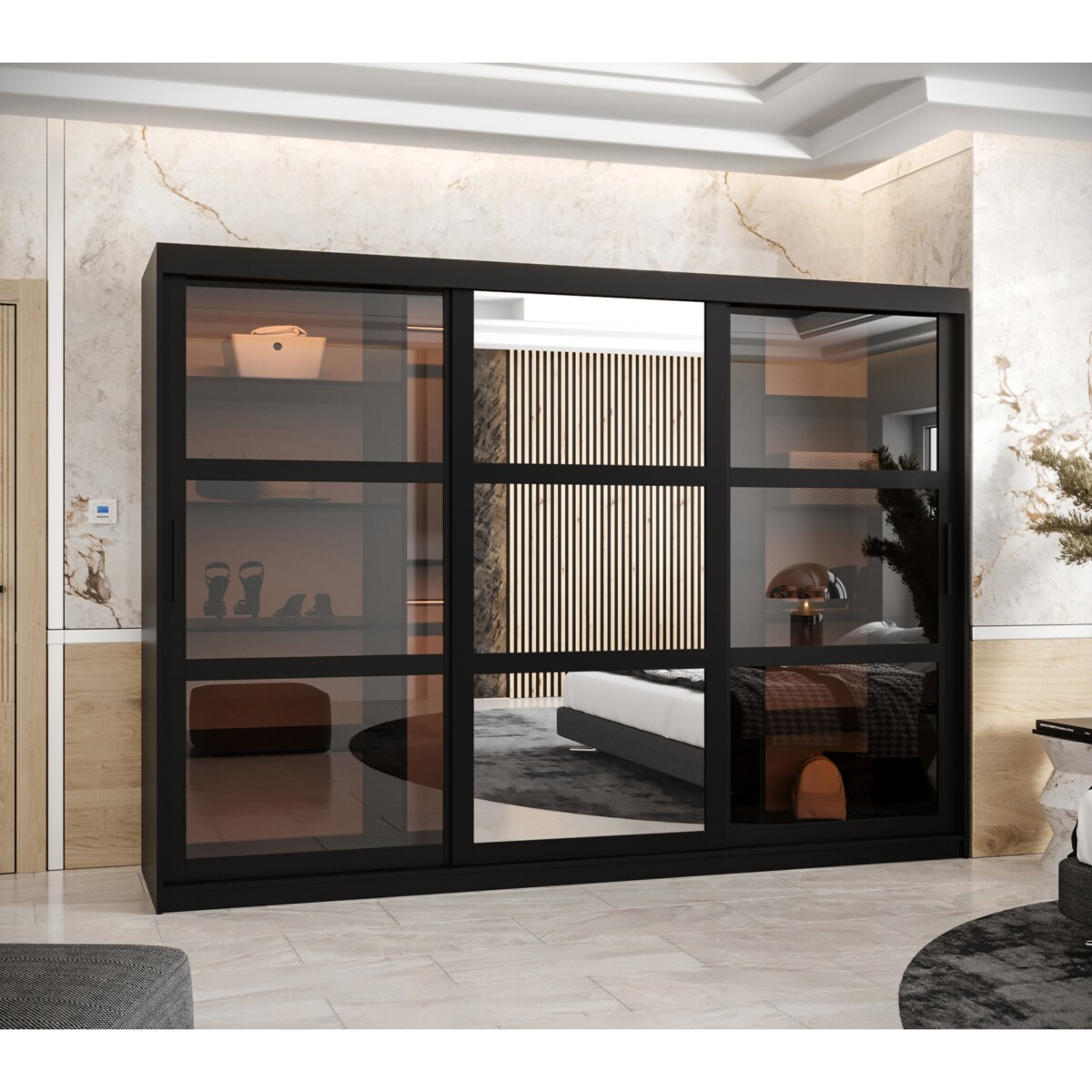 Szafa przesuwna Garderoba DOME 2 250 czarny