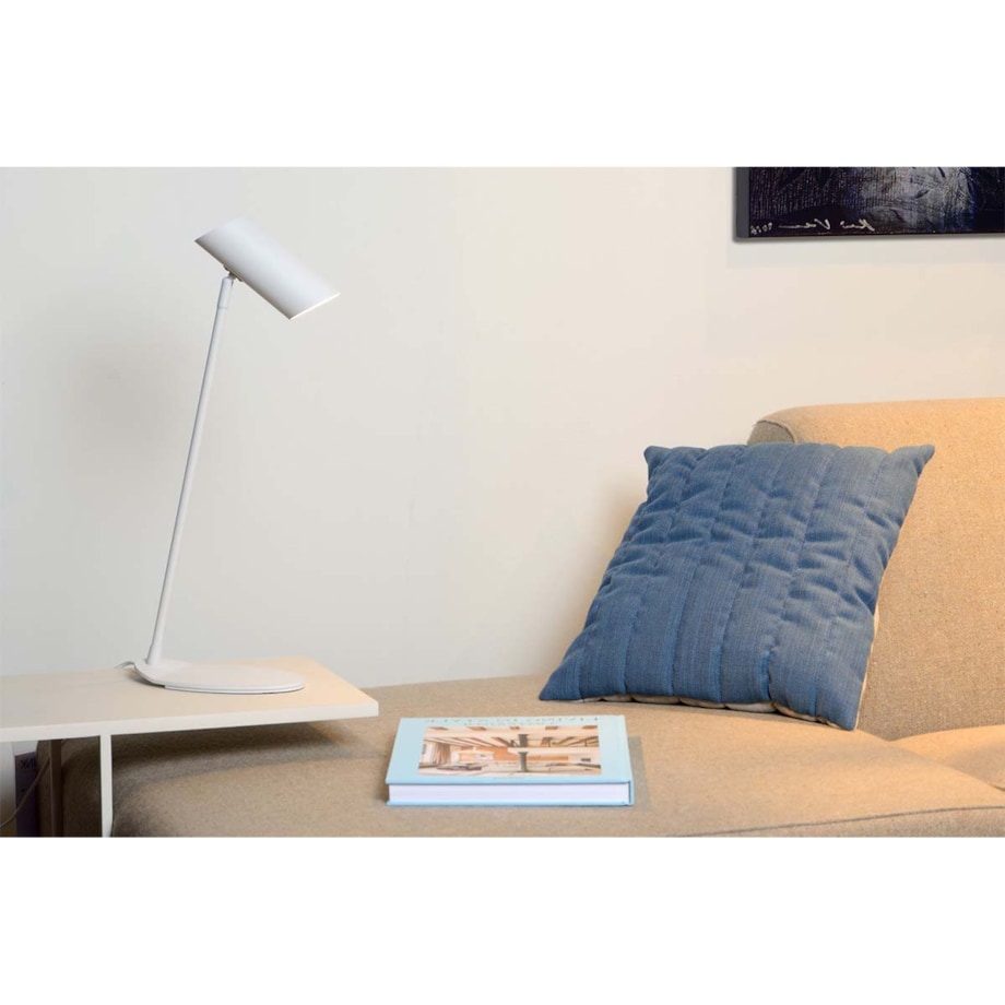 Biała lampka stojąca Hester 19600/01/31 tuba z regulacją na biurko