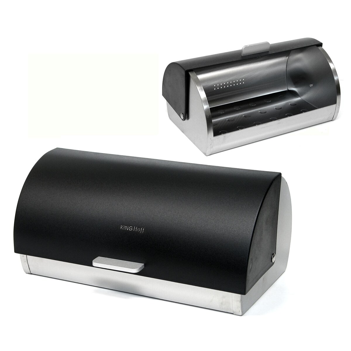 Chlebak stalowy z pokrywą akrylową pojemnik na chleb pieczywo bułki KINGHOFF