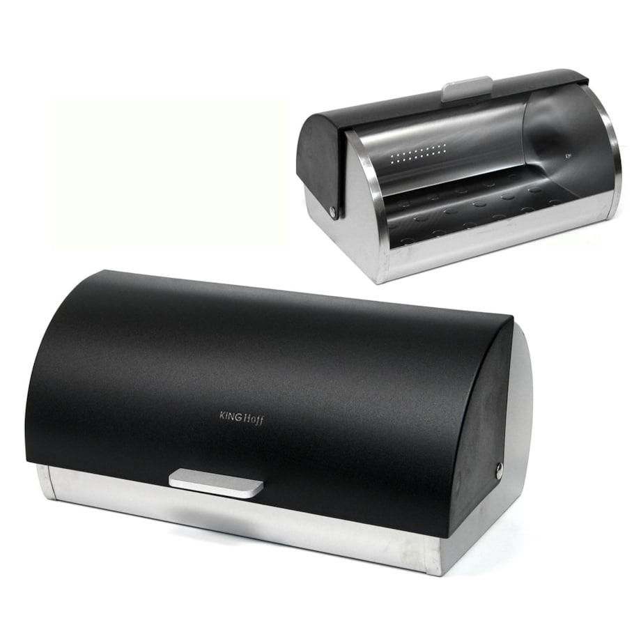 Chlebak stalowy z pokrywą akrylową pojemnik na chleb pieczywo bułki KINGHOFF