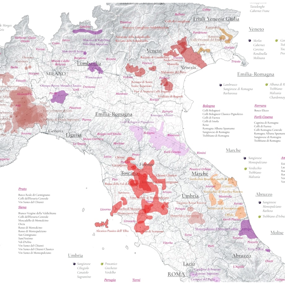 plakat WŁOCHY regiony winiarskie 50x70cm
