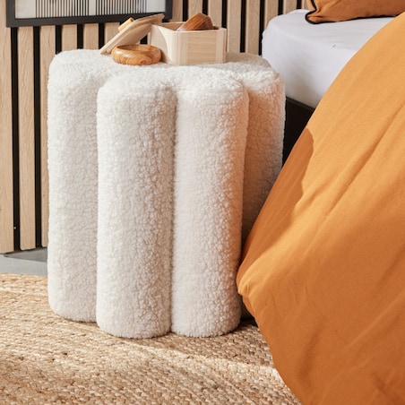 Pufa ozdobna boucle 40x38x38 cm FIORE kremowa