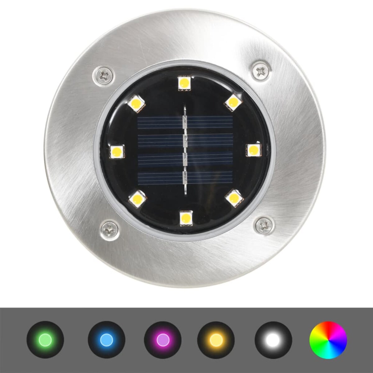 vidaXL Solarne lampy gruntowe LED, 8 szt., kolory RGB