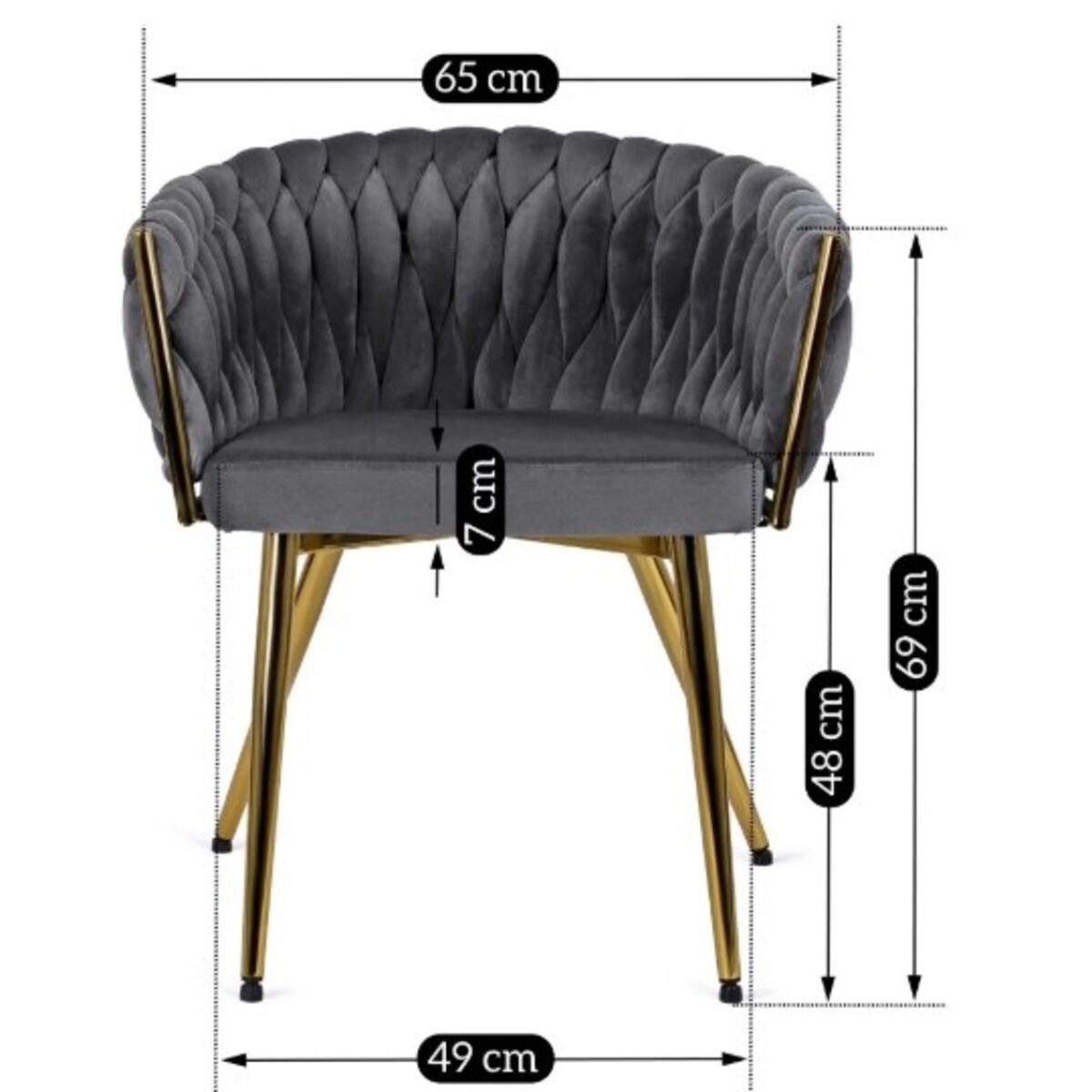 Krzesło Tapicerowane do Salonu CAPRI Szare Welur do Toaletki