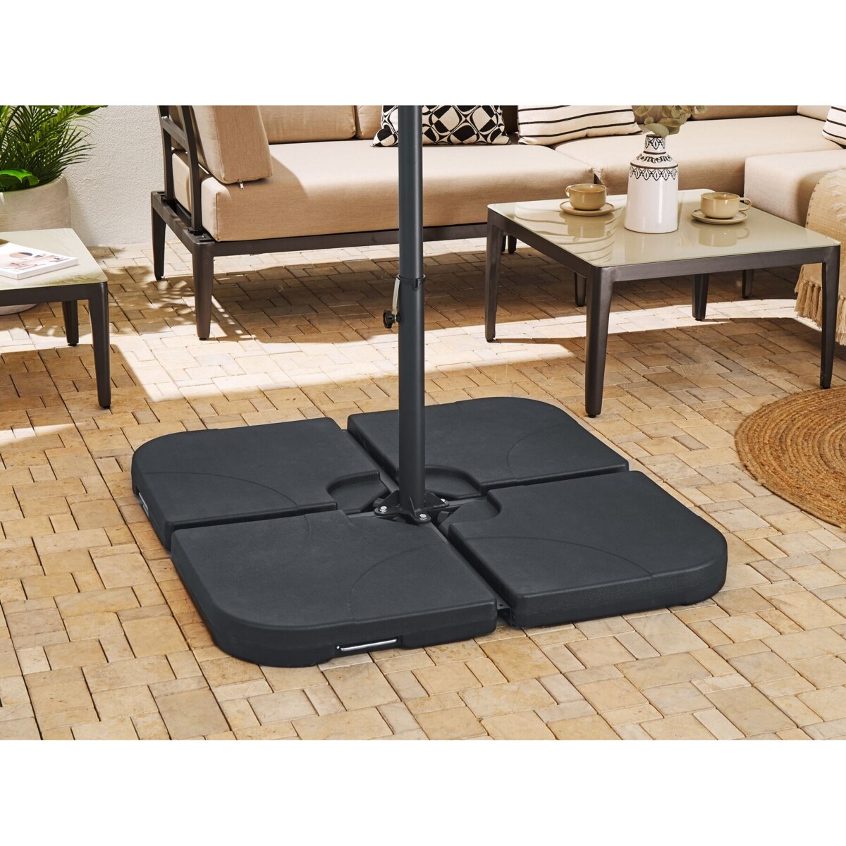 Metalowy stojak pod parasol ogrodowy czarny VICCHIO