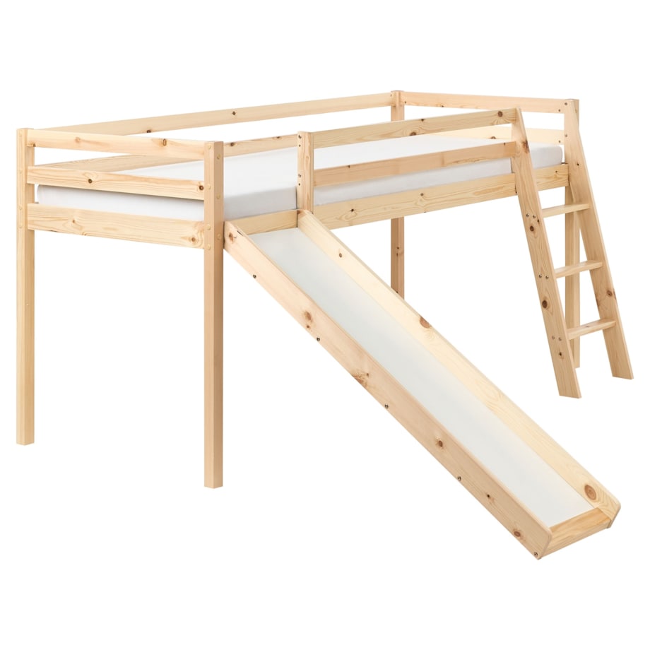 Łóżko na antresoli Drewno sosnowe STAPLE 90 x 200 cm Jasnobrązowy