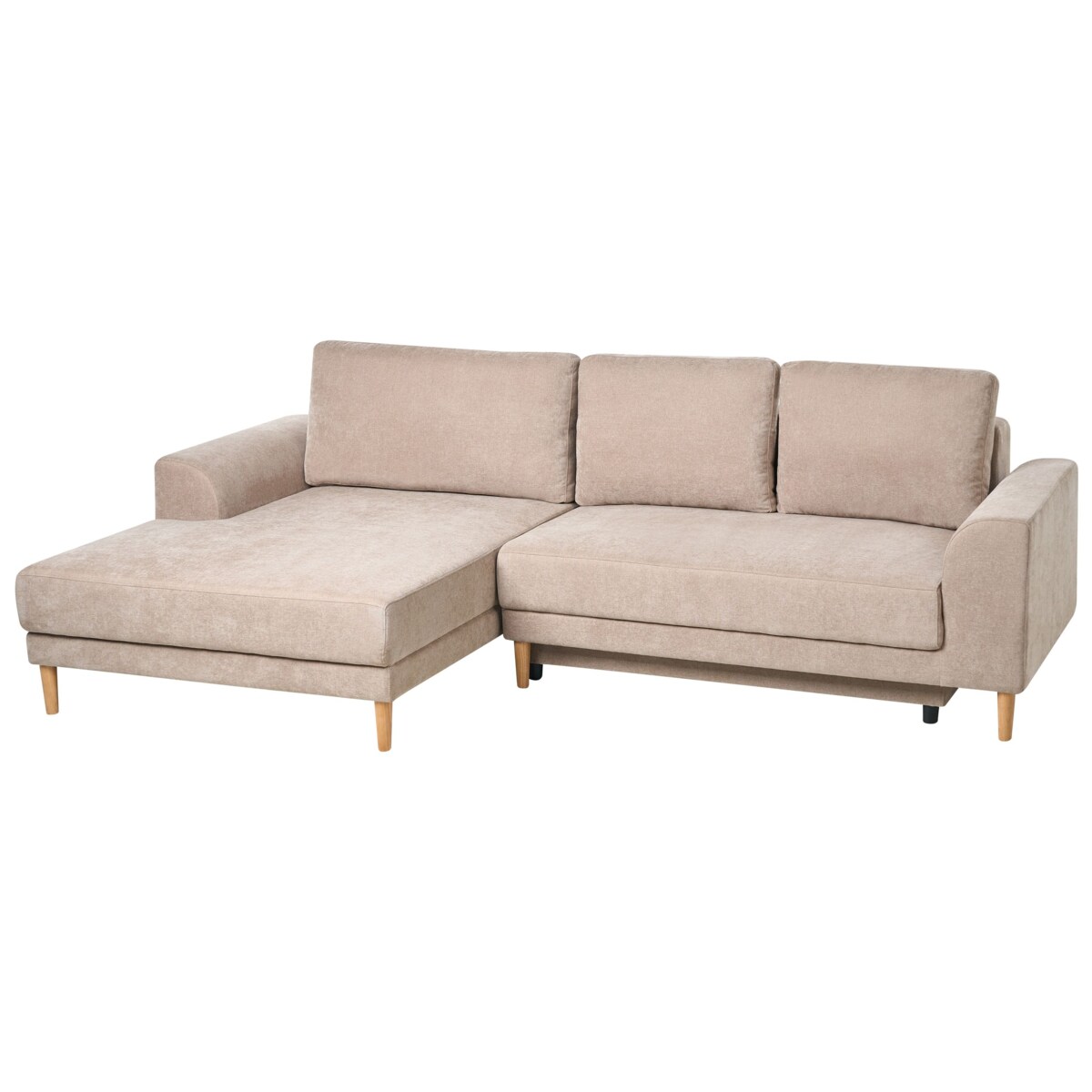 Narożnik rozkładany dla 3 osób NUBORG Szenil Jasnobrązowy Prawostronny