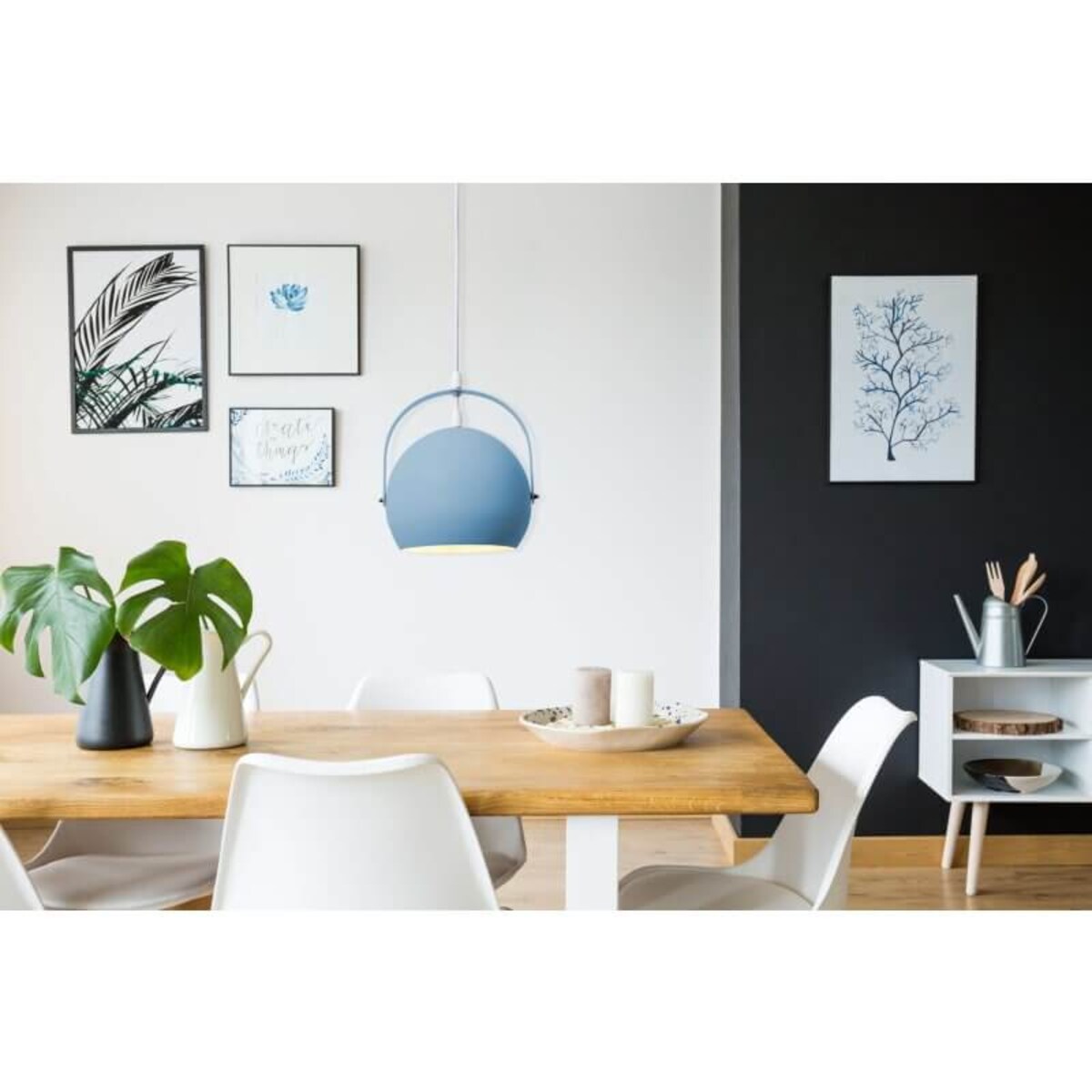 Niebieska lampa wisząca Colorado metalowa kula nad stół