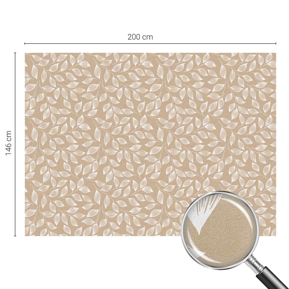 Naklejka na szybę dekoracyjna - Liściasty wzór na neutralnym tle - 200x146 cm
