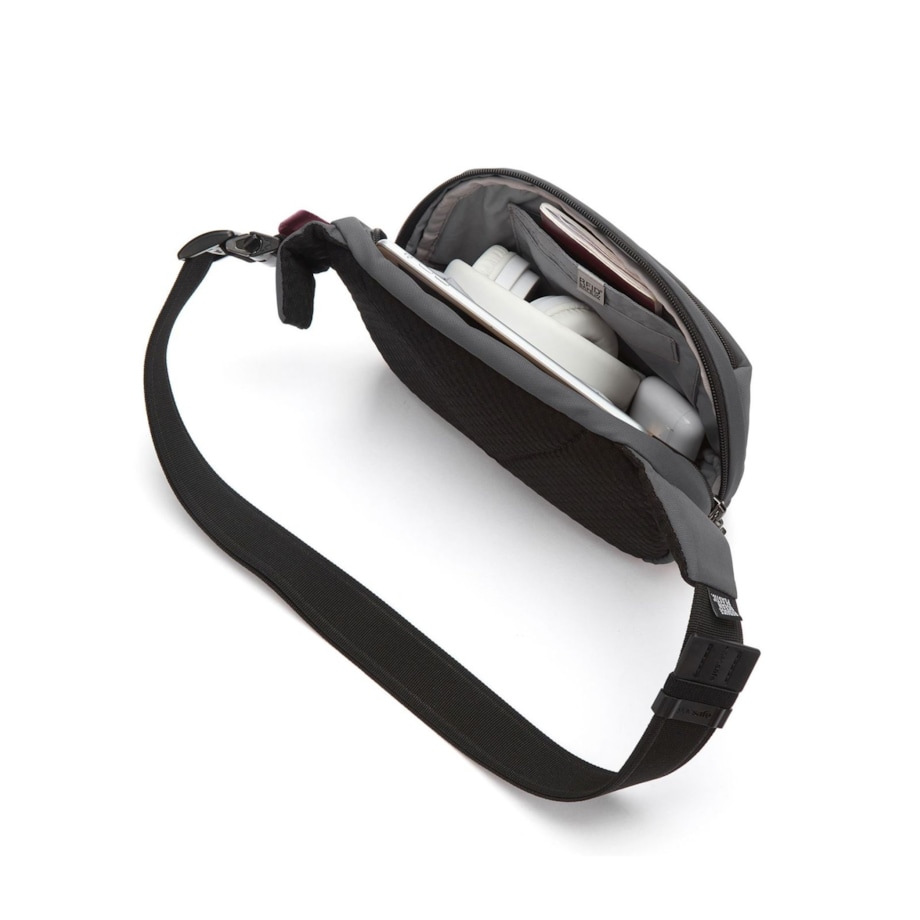 Saszetka nerka antykradzieżowa z recykling Pacsafe Vibe 100 - ciemnoszary