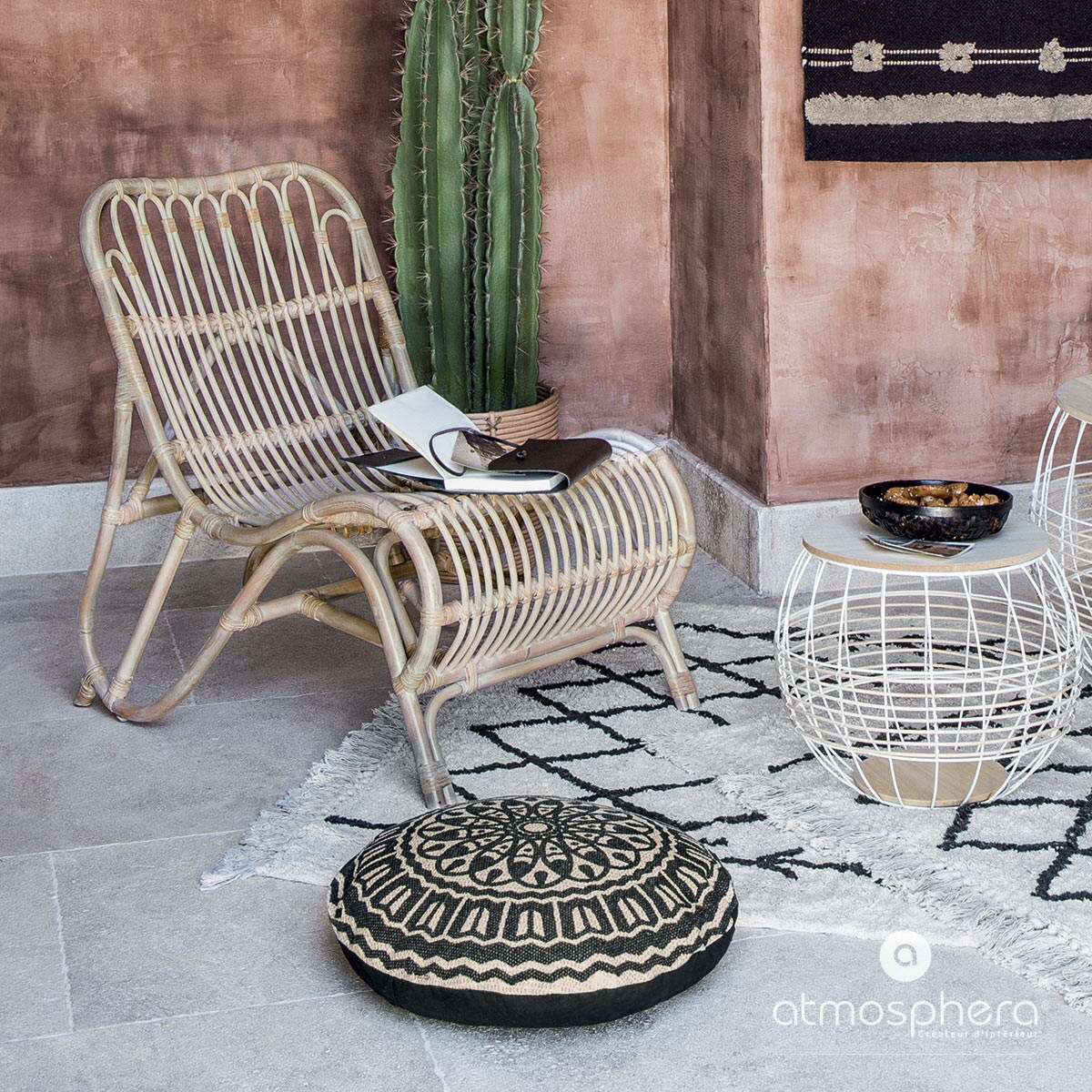 Okrągła poducha do siedzenia w etniczne wzory, Ø 50 cm