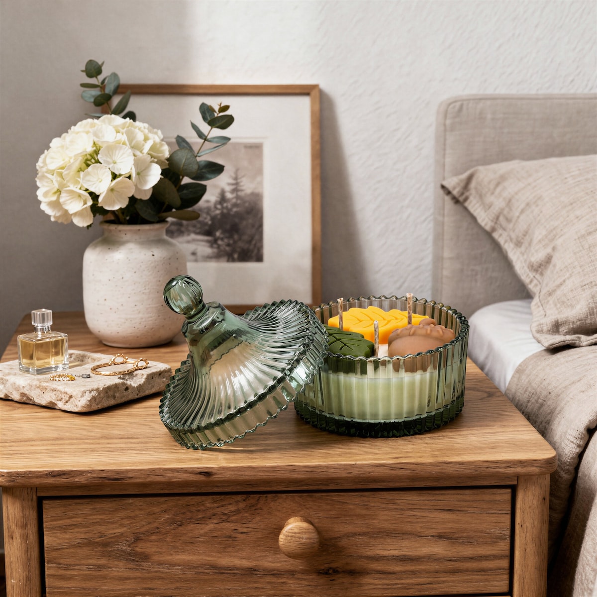Świeca sojowa ZAPACHOWA świeczka LIŚCIE handmade prezent CANDELA ENCANTADA