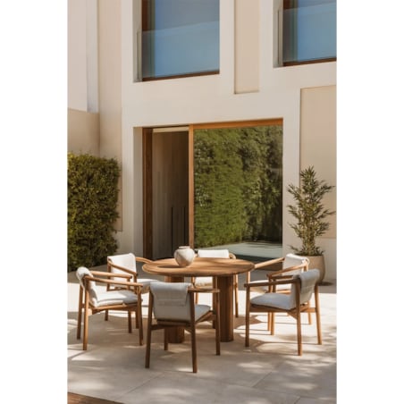 Stół ogrodowy Ø120 cm i 6 krzeseł, drewno akacjowe Danara/Elmina