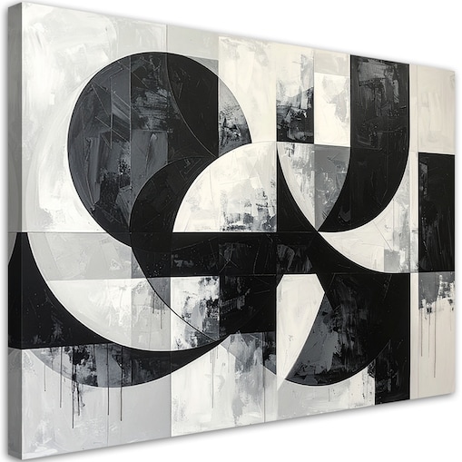 Obraz do salonu biura loftu, Geometryczne formy abstrakcja czarno biały