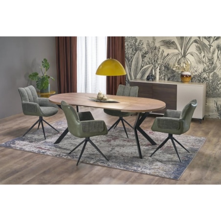 Stół okrągły rozkładany PERONI 100(250)x100 orzech/czarny