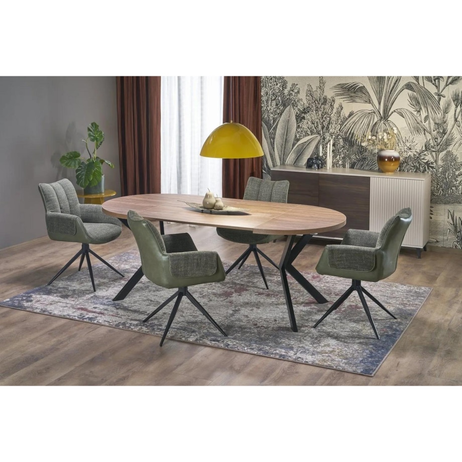 Stół okrągły rozkładany PERONI 100(250)x100 orzech/czarny