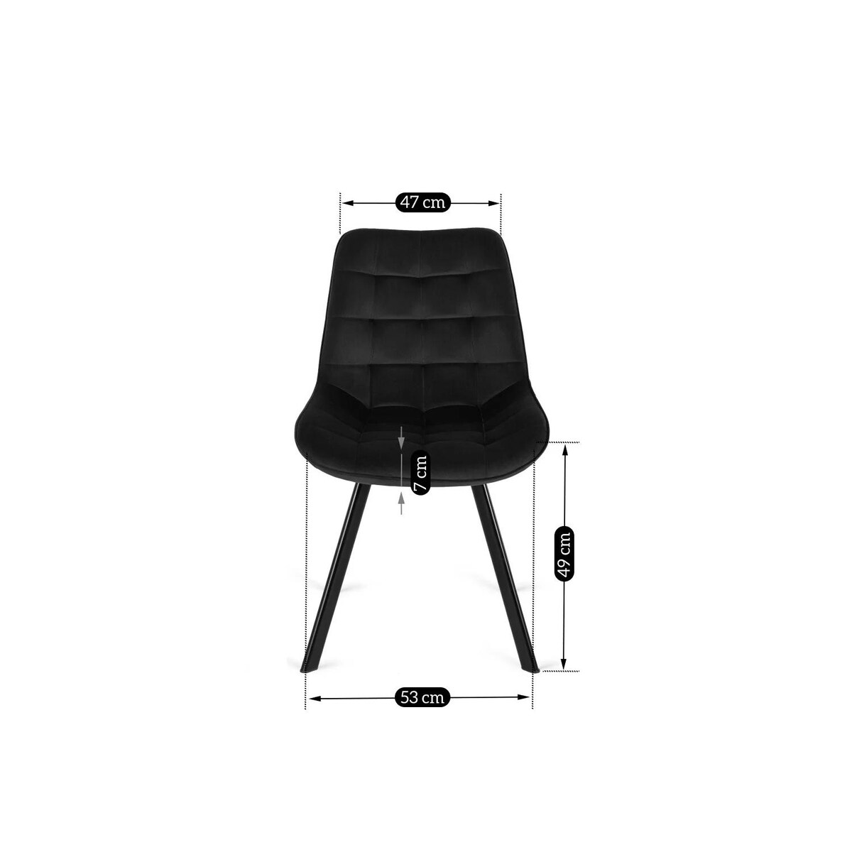 Krzesło Tapicerowane Pikowane Welurowe Loft Do Salonu Jadalni RICK Czarne