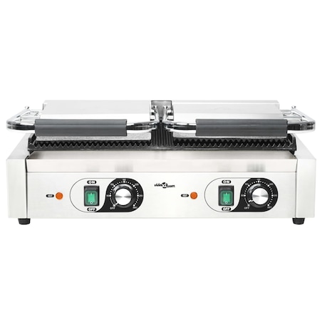 vidaXL Podwójny opiekacz do panini, żebrowany, 3600 W, 57x30,5x20 cm