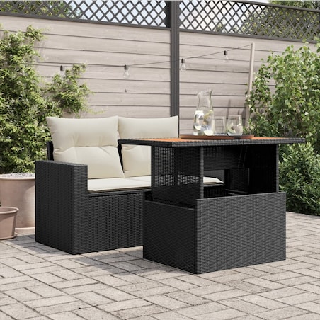 vidaXL Stół ogrodowy, czarny, 100x55x73 cm, polirattan i akacja