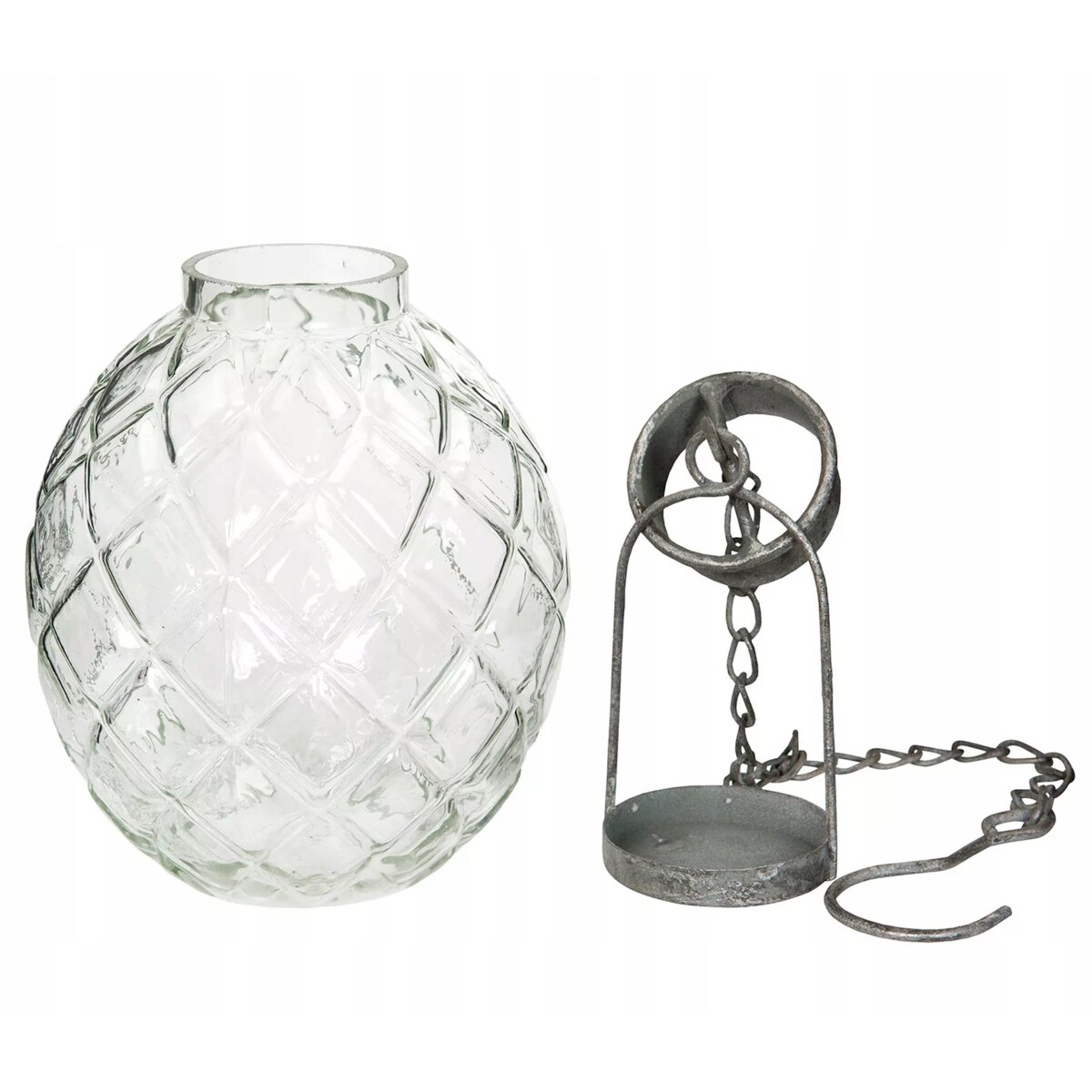 ŚWIECZNIK WISZĄCY SZKLANY SKANDYNAWSKI 18cm do zawieszenia tealight