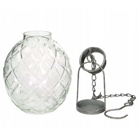 ŚWIECZNIK WISZĄCY SZKLANY SKANDYNAWSKI 18cm do zawieszenia tealight