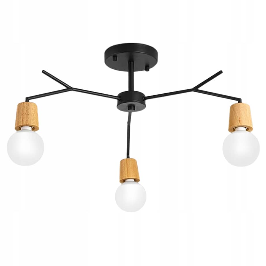 Lampa Sufitowa Wisząca Skandynawska Loft Drewno 3