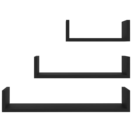 vidaXL Półki ścienne, 3 szt., czarne, materiał drewnopochodny