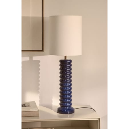 Lampa stołowa ceramiczno-lniana Boreto 75 cm dark blue