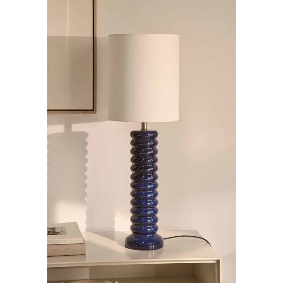 Lampa stołowa ceramiczno-lniana Boreto 75 cm dark blue