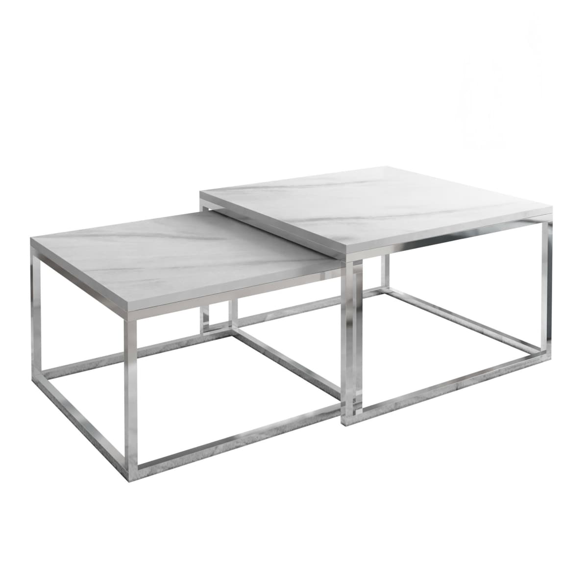 Stolik kawowy ława YOSHI 2w1 chrom marmur levanto 36/42 cm