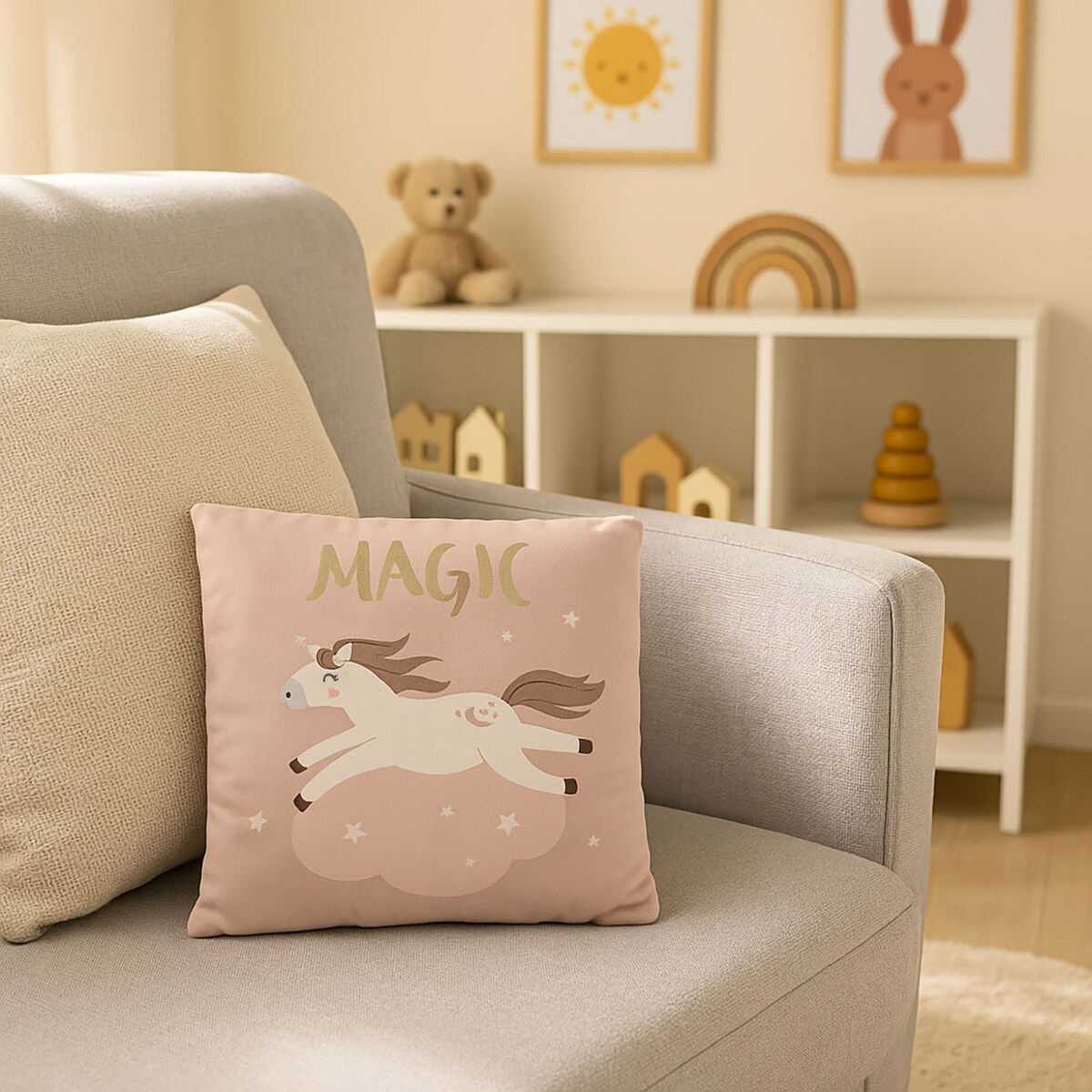 Poduszka dekoracyjna z jednorożcem, 40 x 40 cm