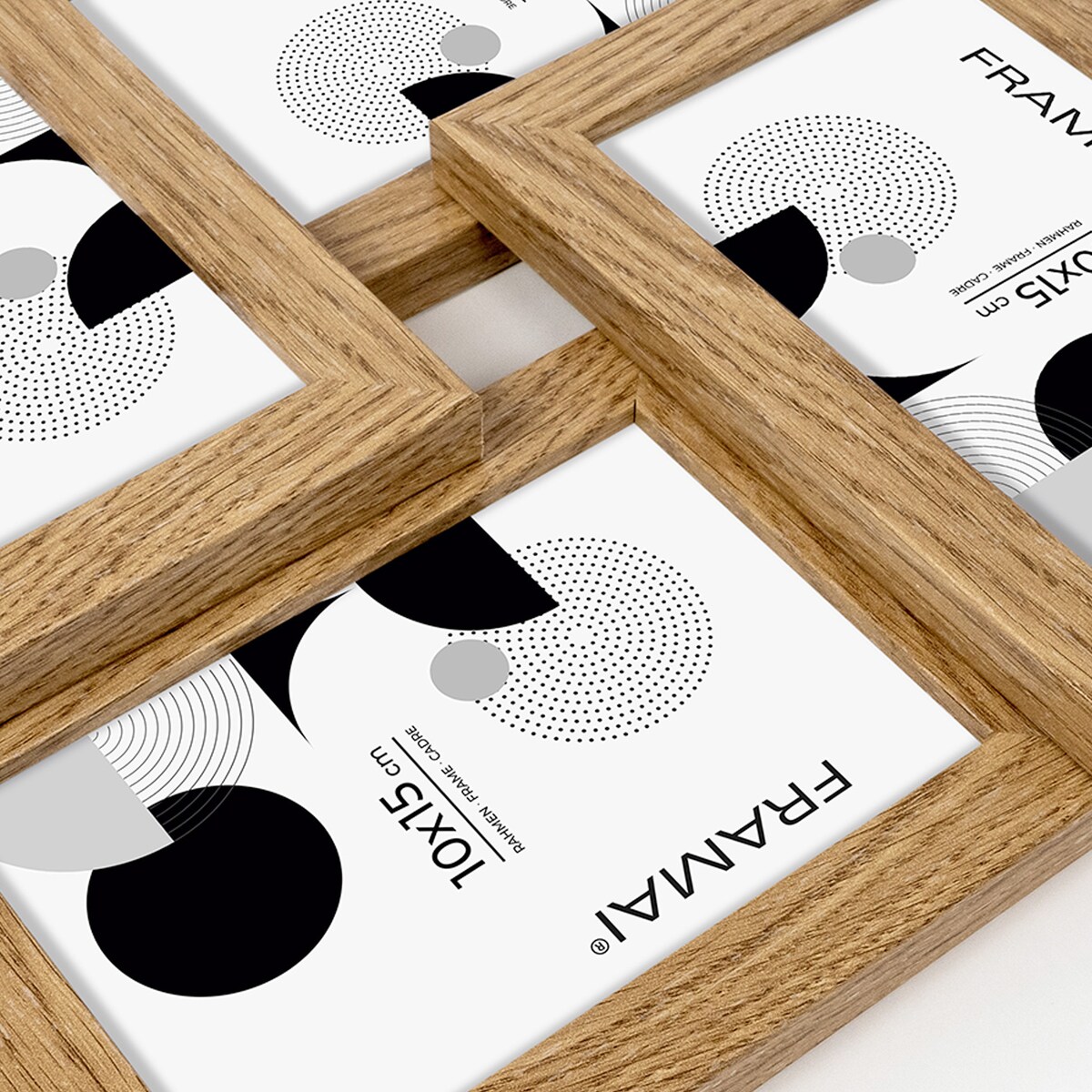 Multirama ramka na zdjęcia. Kolor dębowy multirama na cztery zdjęcia 10x15 cm Ramka na zdjęcia 4 w 1 MULTI HEN 01 FRAMAI