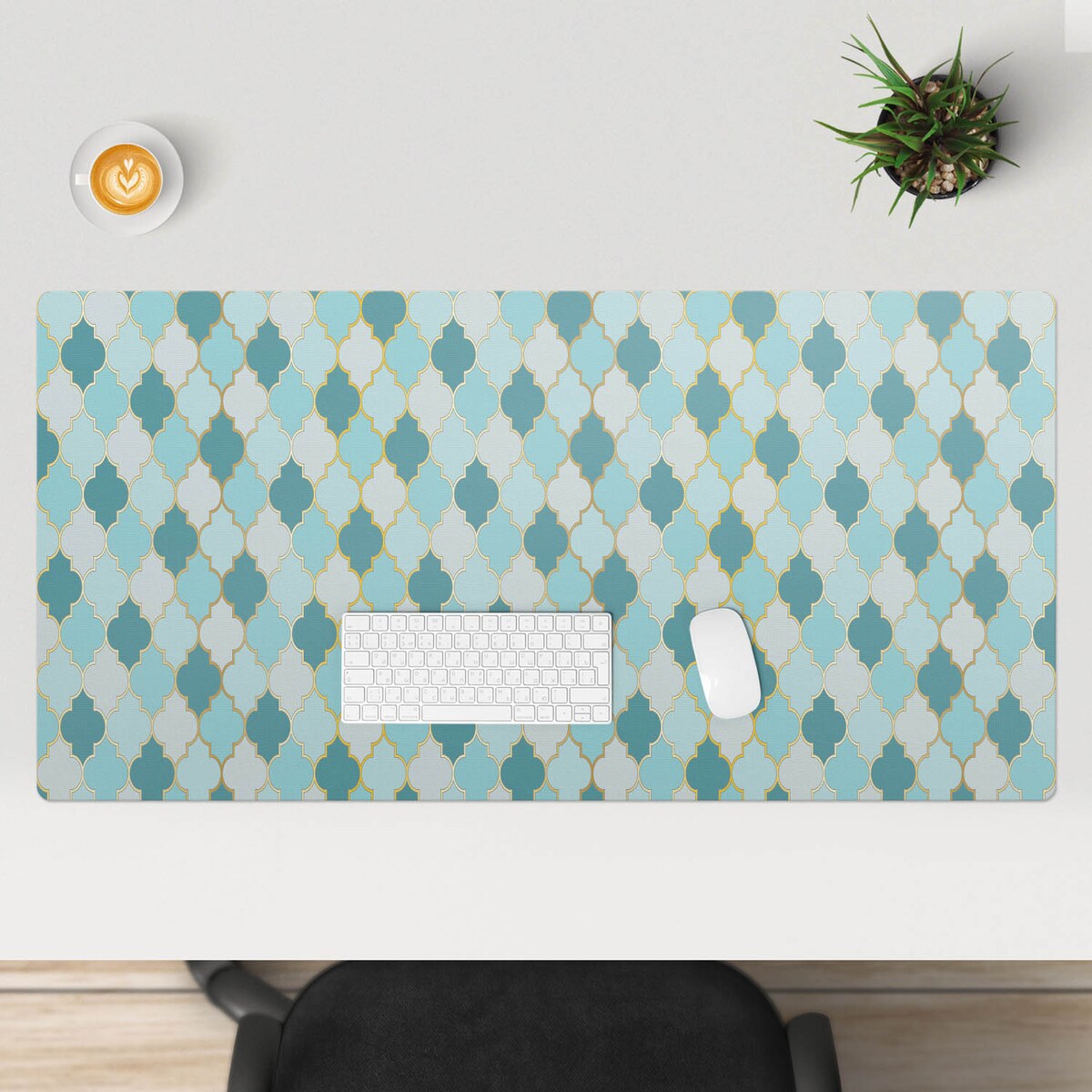 Turkusowa mata na biurko Marokańska mozaika, 120x60 cm