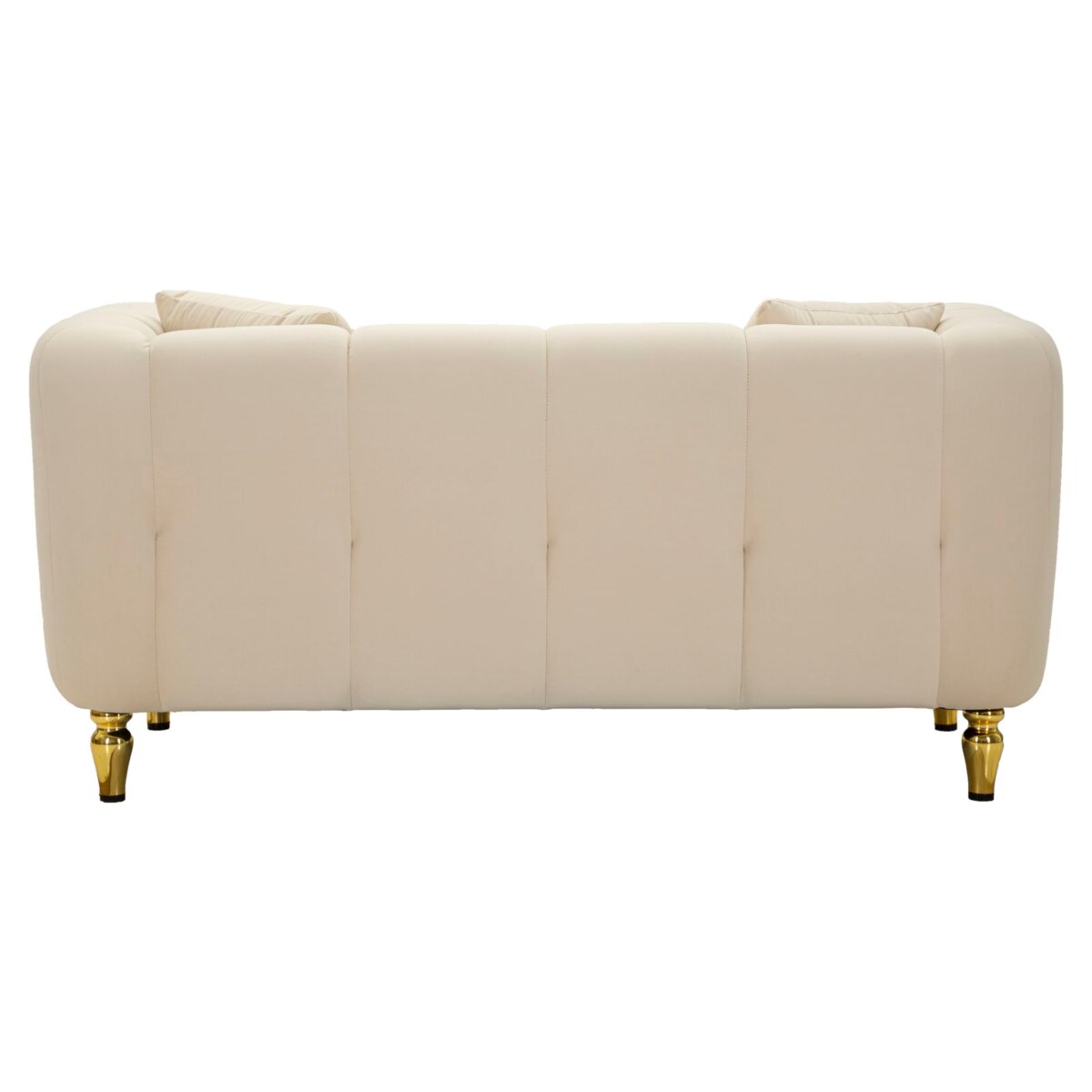 Sofa Alma, kolor kremowy i złoty, poliester, drewno eukaliptusowe, drewno sosnowe, sklejka i metal, 81 x 155 x 71 cm, do salonu, Mauro Ferretti
