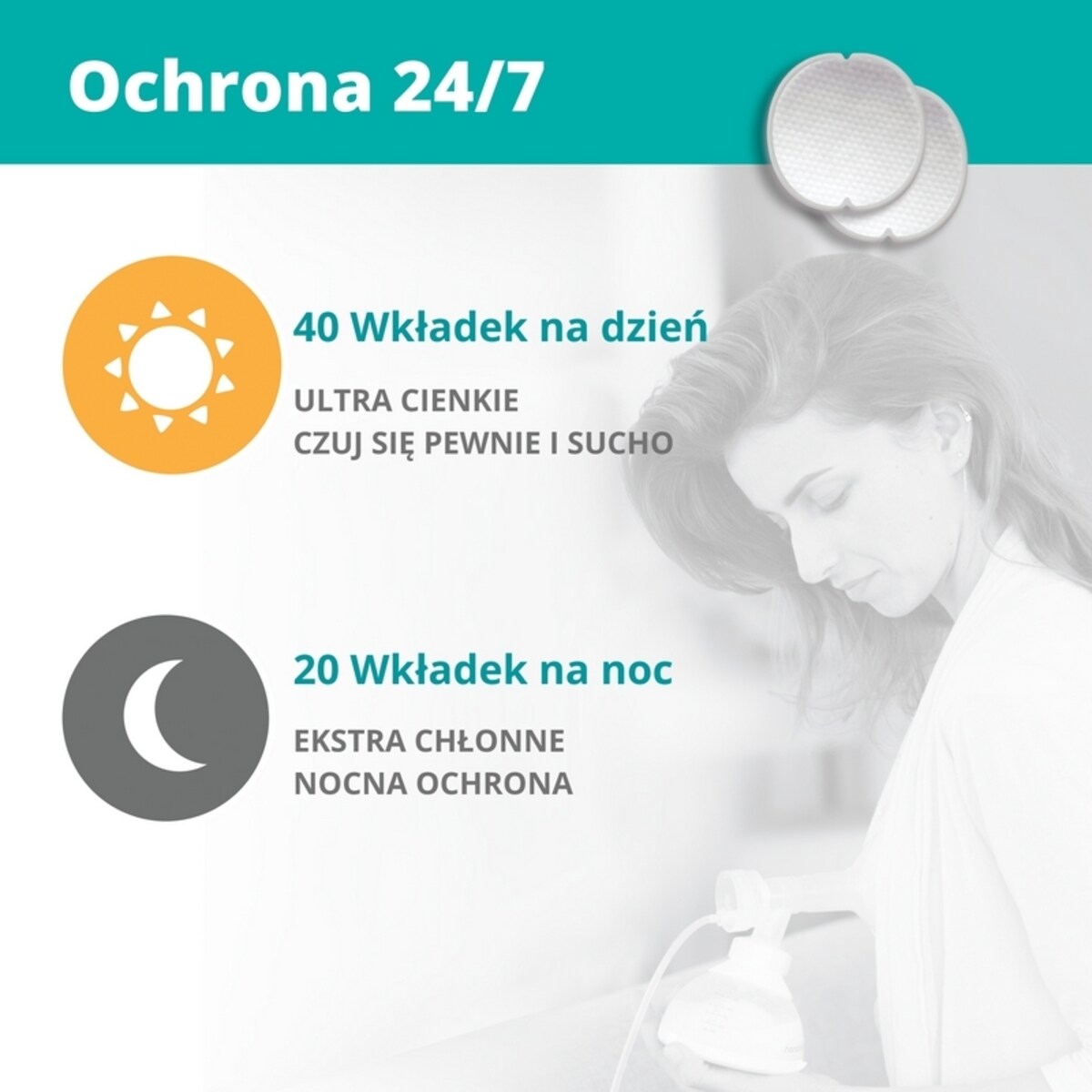 Wkładki laktacyjne na dzień i na noc - 60 szt.