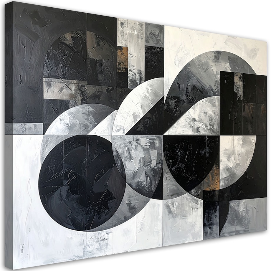Obraz do salonu sypialni biura loftu, Abstrakcja koła kształty czarno biały