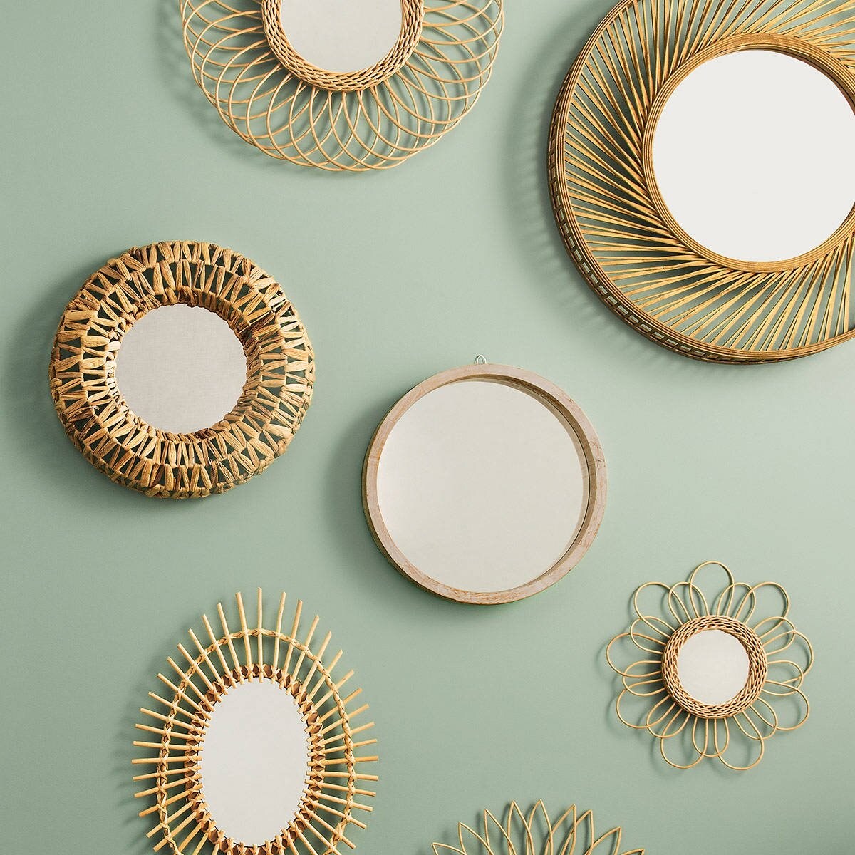 Lustro dekoracyjne w oprawie z wikliny, Ø 38 cm