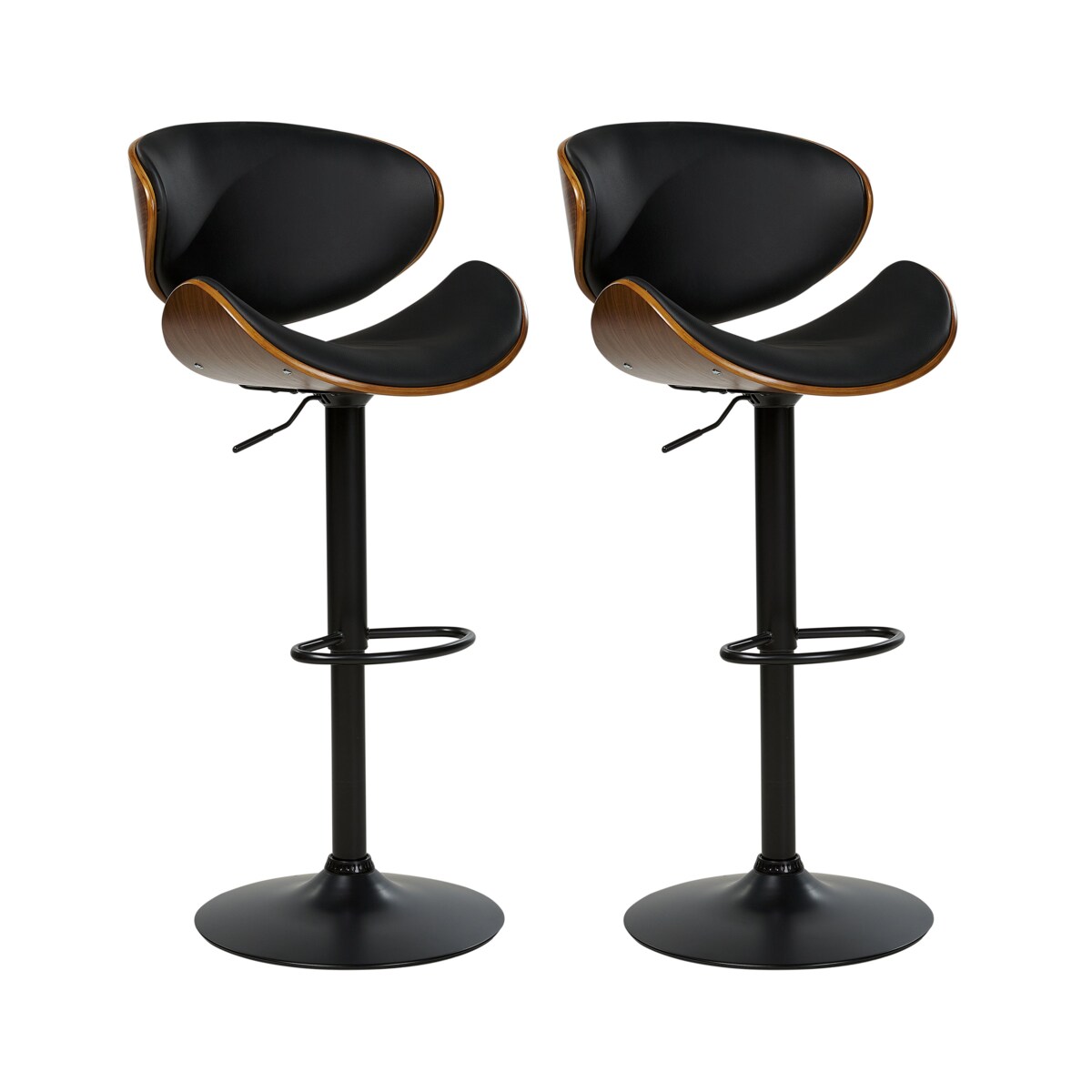 Zestaw 2 krzeseł barowych ROTTERDAM II Ekoskóra Obrotowy Czarny