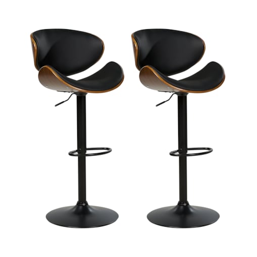 Zestaw 2 krzeseł barowych ROTTERDAM II Ekoskóra Obrotowy Czarny