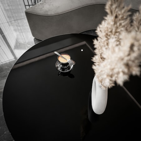 Okrągły stolik kawowy LORI biały czarny połysk