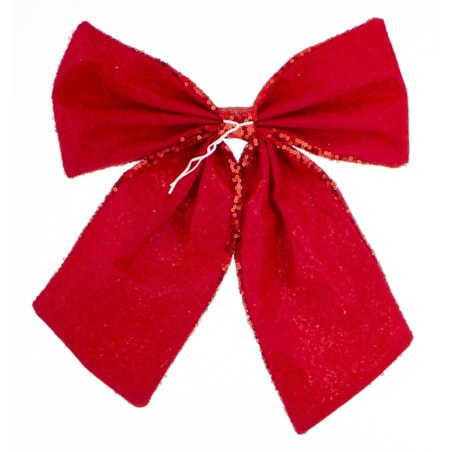 Cekinowa kokarda, czerwona, kpl. 4 sztuk, 36x35x3 cm błyszcząca