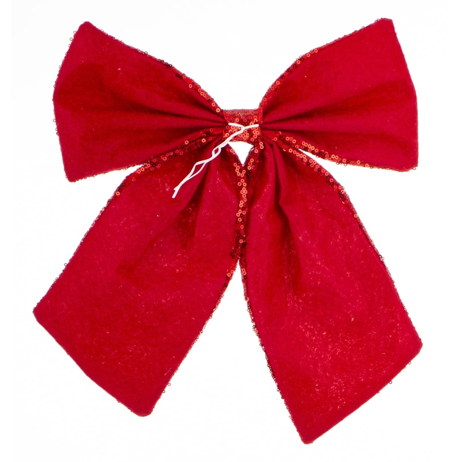 Cekinowa kokarda, czerwona, kpl. 4 sztuk, 36x35x3 cm błyszcząca