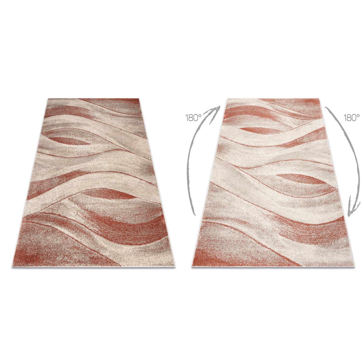 Dywan FUSION 1617 krem / terakota - Fale, 120x170 cm