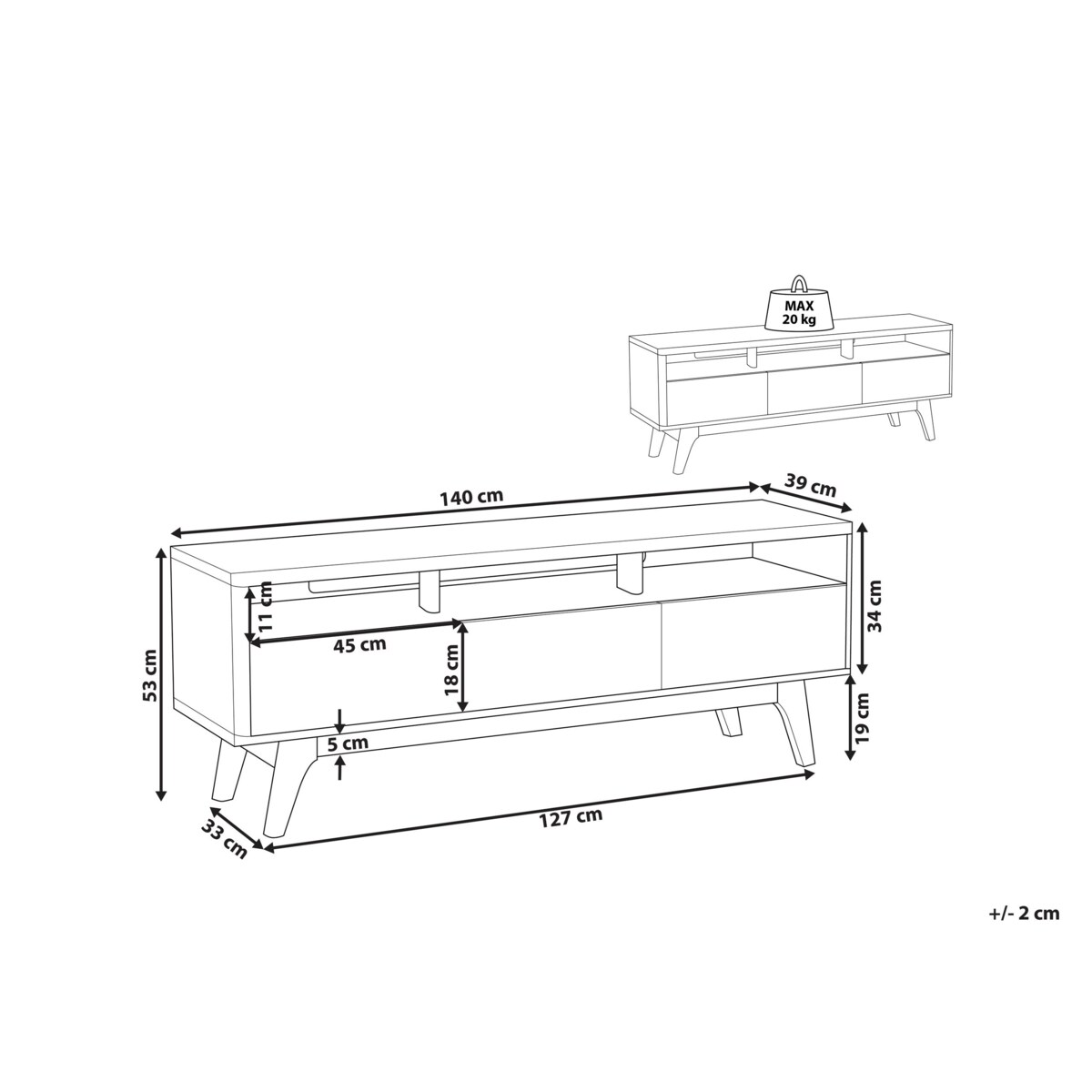 Szafka RTV ciemne drewno z białym SYRACUSE