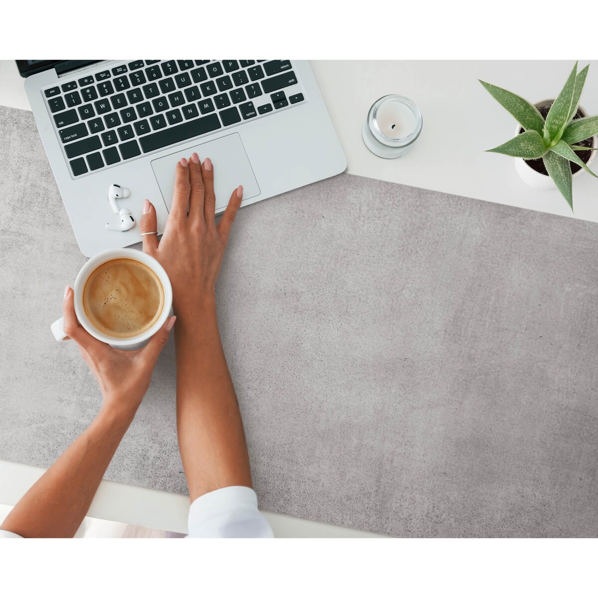 Szara mata na biurko Betonowa tekstura, 120x60 cm