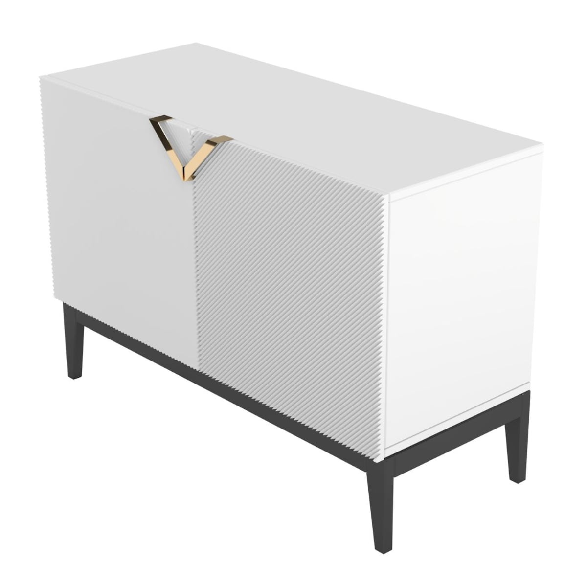 Drewniana komoda Visby DEMI LONG 2D / kolor biały + czarne nogi / szer. 100,5 cm