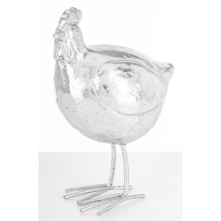 Dekoracja - kura 16x11,5x8 cm srebrna POLLAME