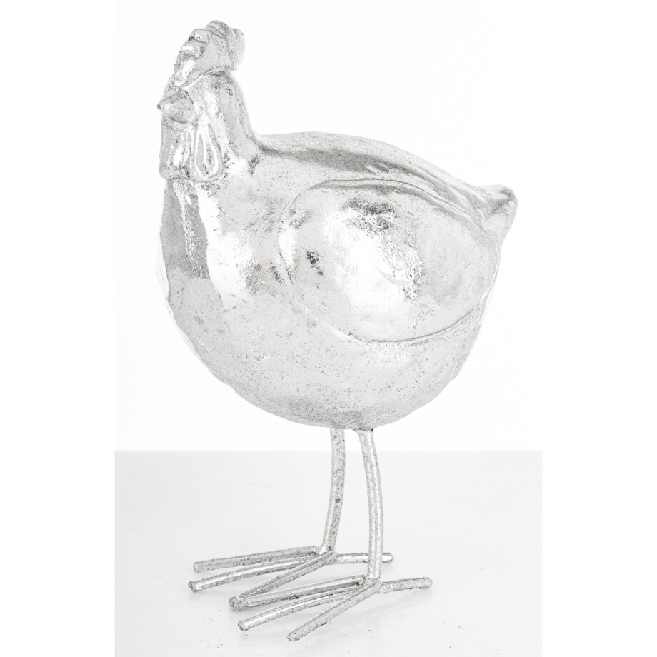 Dekoracja - kura 16x11,5x8 cm srebrna POLLAME
