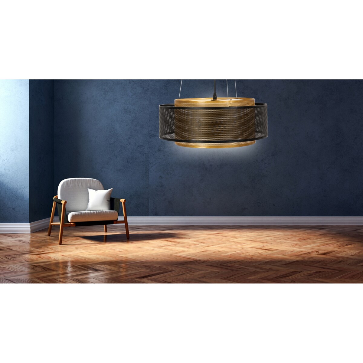 Lampa Wisząca Loft Industrial Złota Metalowa Led