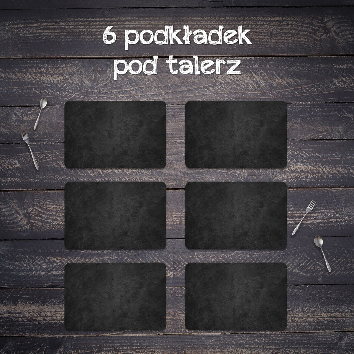 Komplet mat pod talerz Czarny kamień, 6 szt. 45x30cm